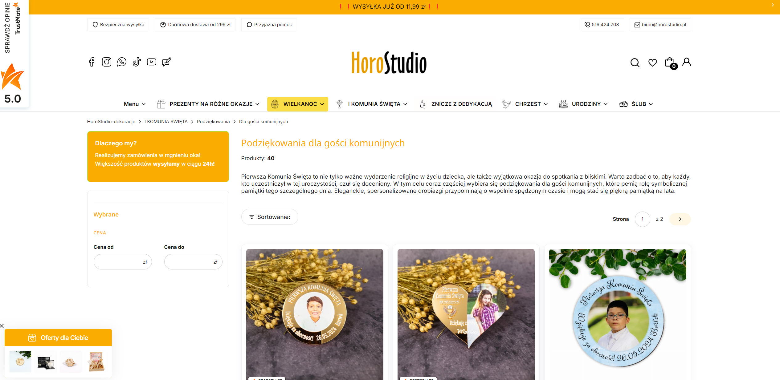 Jak wybrać podziękowania dla gości komunijnych i gdzie je zamówić?